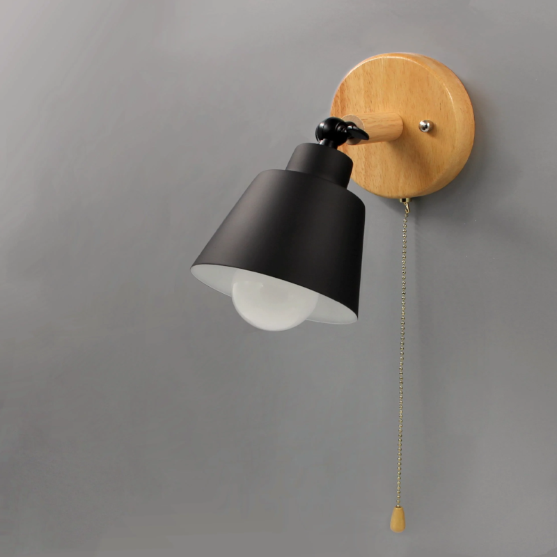 Devon Wall Sconce with Pull Chain Switch Black