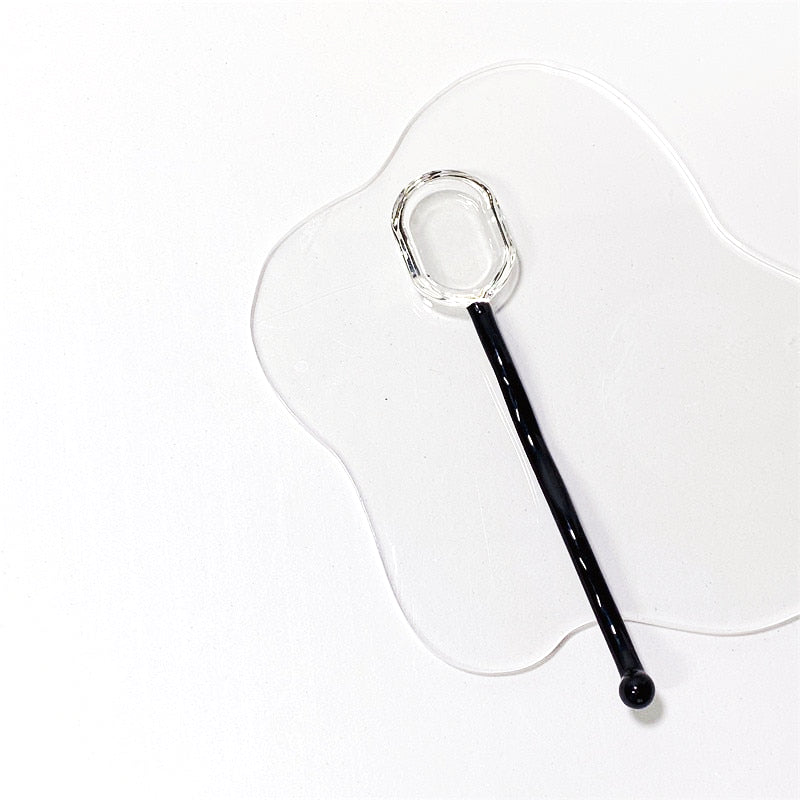Diamond Cut Glass Stirrer Clear Black