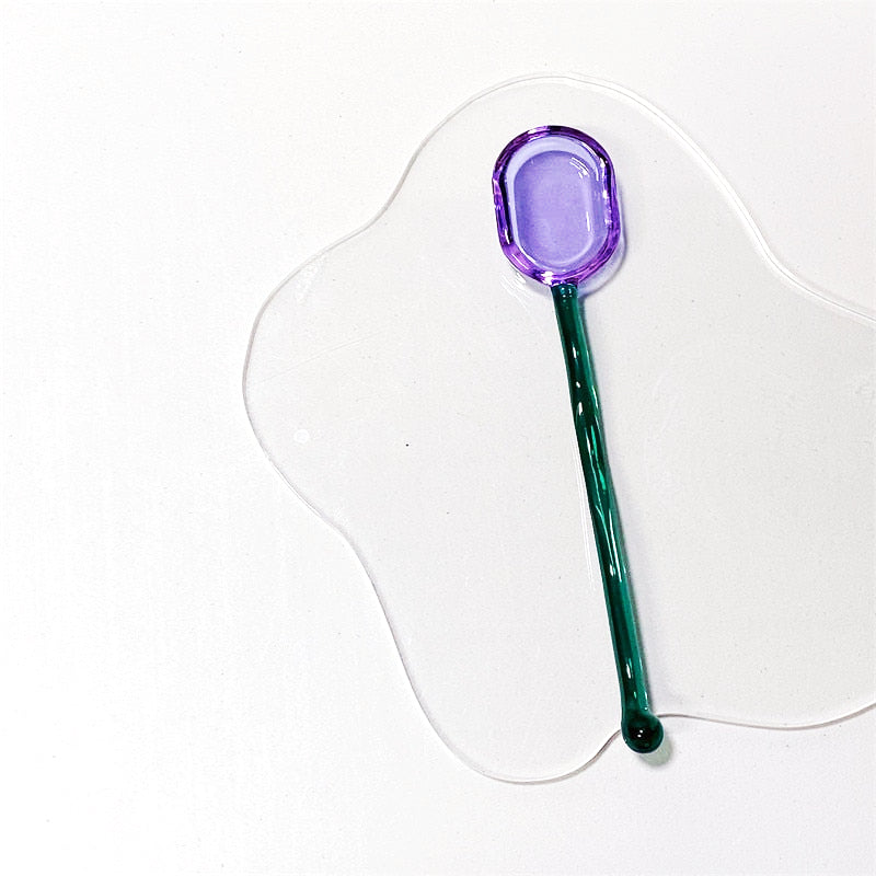 Diamond Cut Glass Stirrer Purple Green