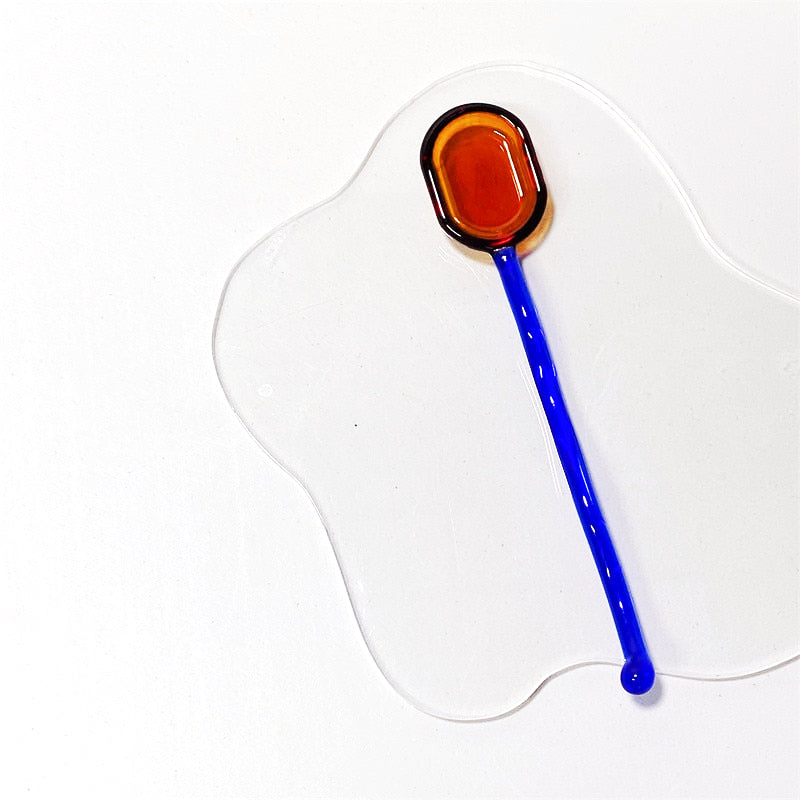 Diamond Cut Glass Stirrer Amber Blue