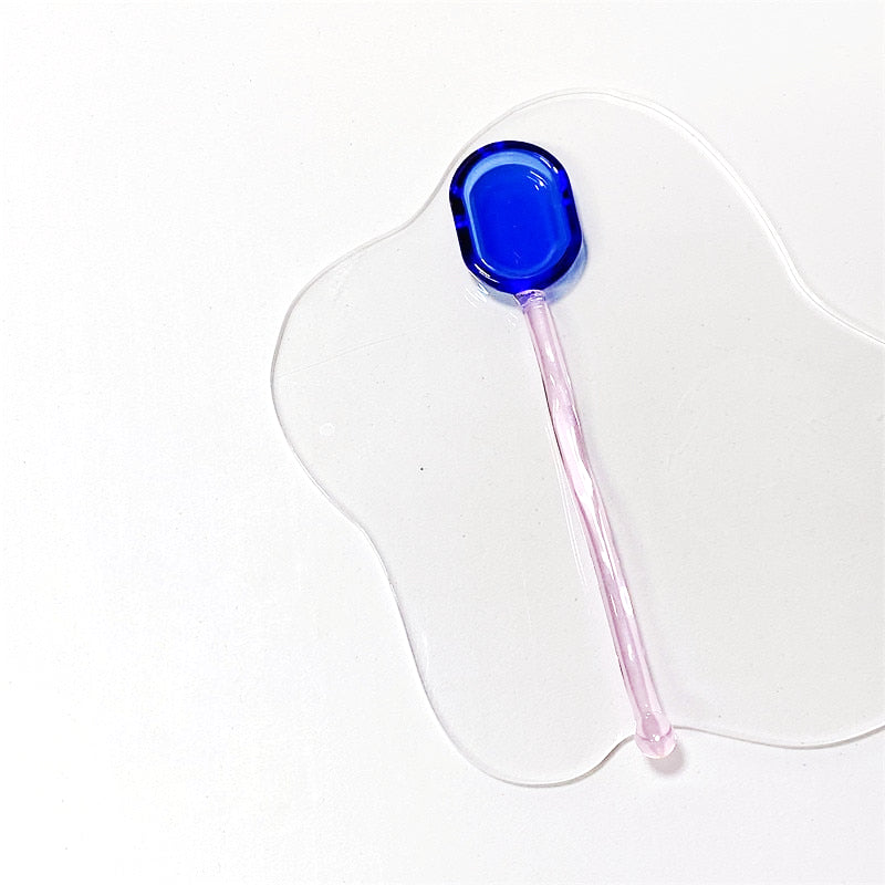 Diamond Cut Glass Stirrer Blue Pink