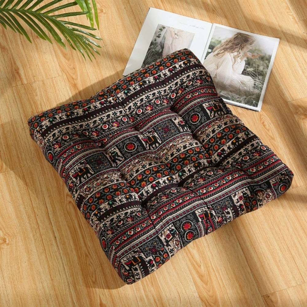 Bohemian Square Cushion Seat Pad Tribal Earth