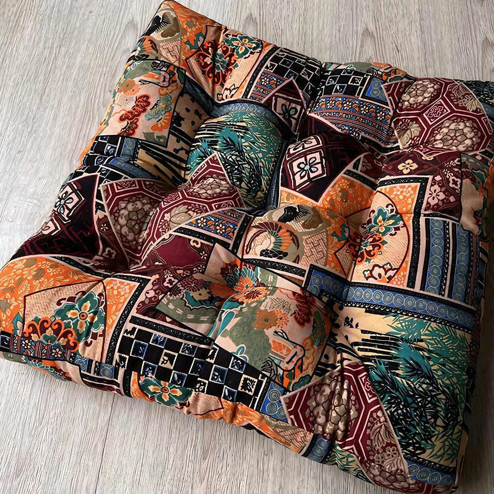 Bohemian Square Cushion Seat Pad Orient Bloom