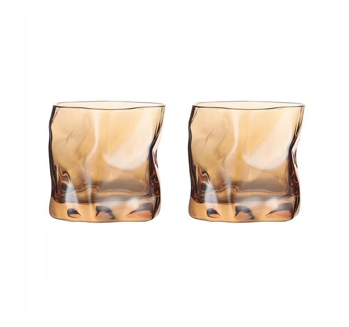 Distort Texture Whisky Glass Set Amber