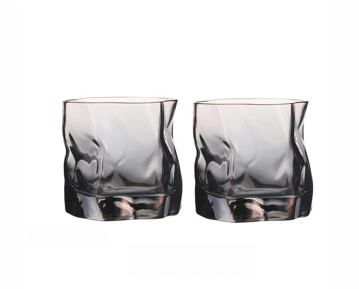 Distort Texture Whisky Glass Set Ash Gray