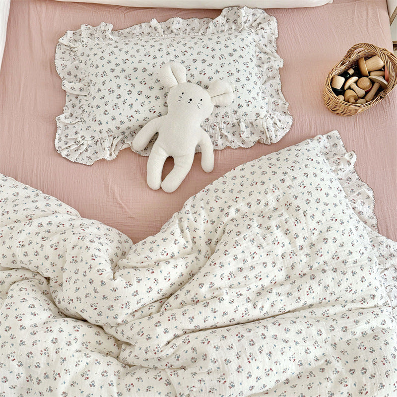 Cotton Gauze Duvet Cover Set – Ditsy Floral with Ruffles