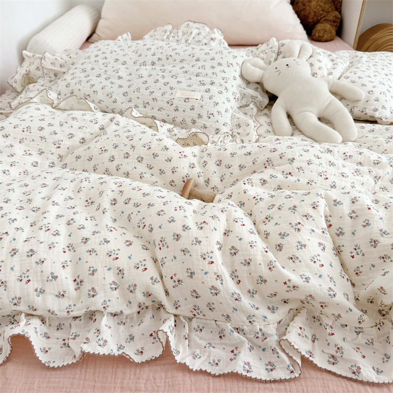 Cotton Gauze Duvet Cover Set – Ditsy Floral with Ruffles