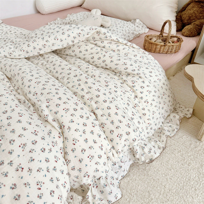 Cotton Gauze Duvet Cover Set – Ditsy Floral with Ruffles