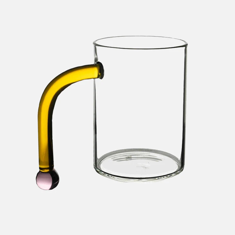 Dot Handle Glass Cup Yellow