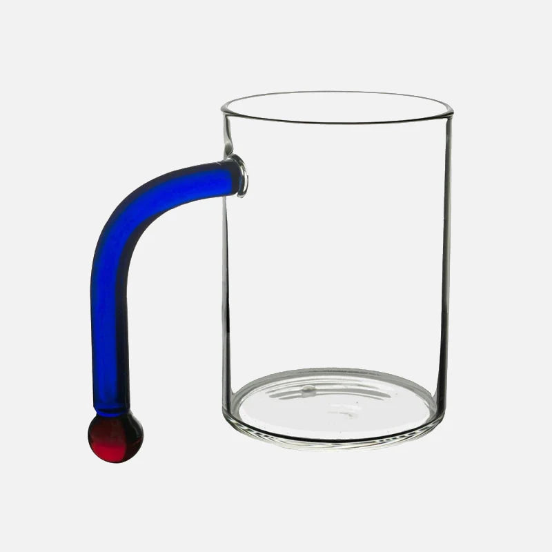 Dot Handle Glass Cup Blue