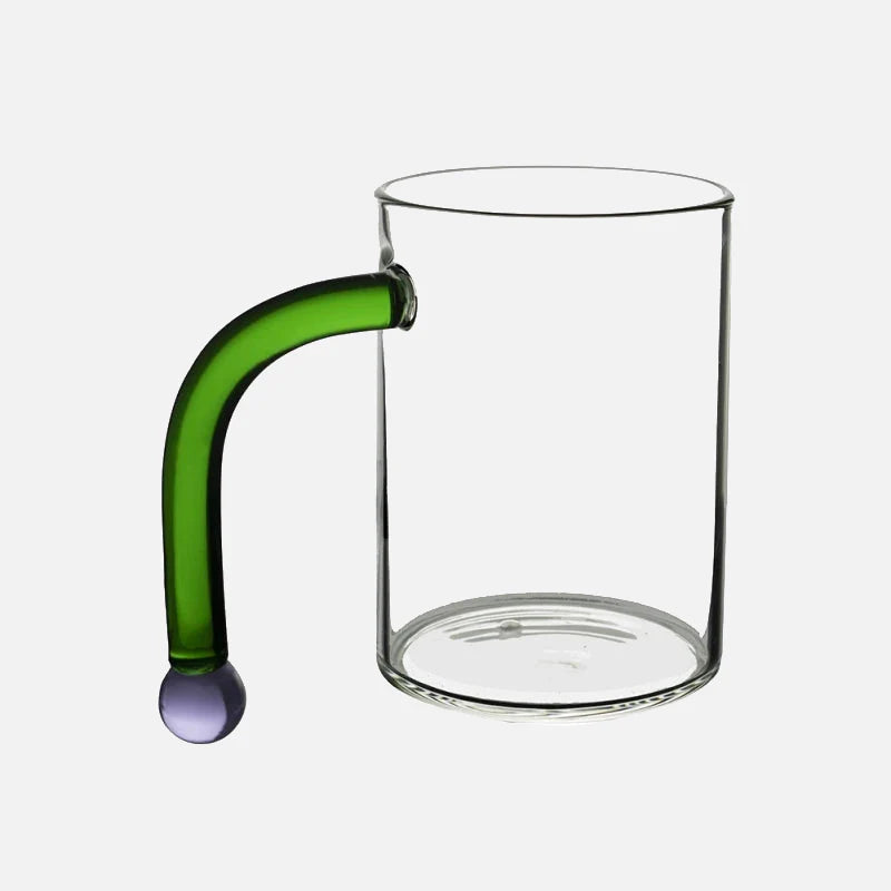 Dot Handle Glass Cup Green