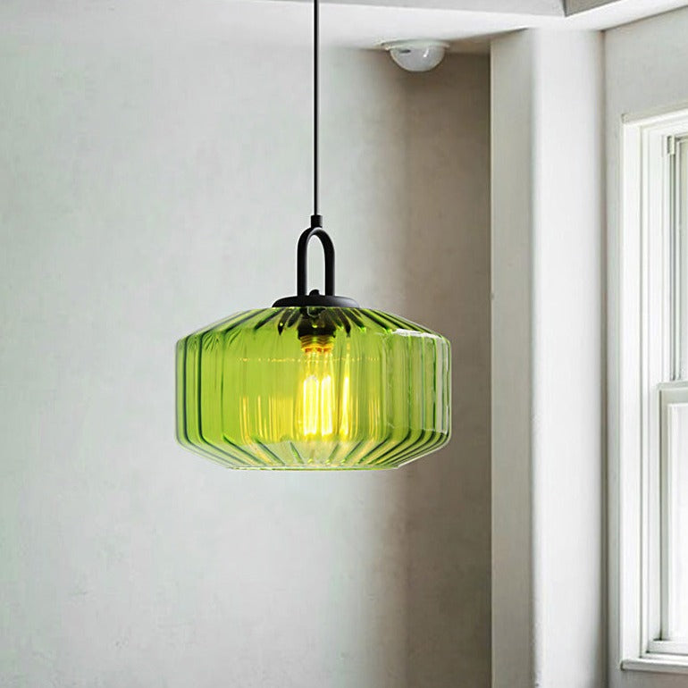 Dragon Fly Glass LED Pendant Light Green