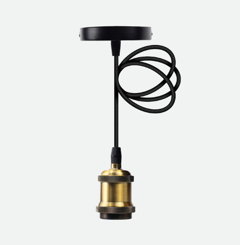 Dramatic Bubble LED Amber Glass Filament Bulb & Pendant Light Socket Hardwired Pendant Socket & Cord 4w