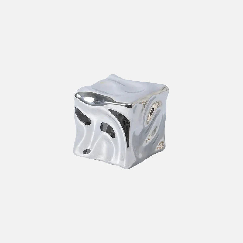 Draped Cube Ornament Silver Small