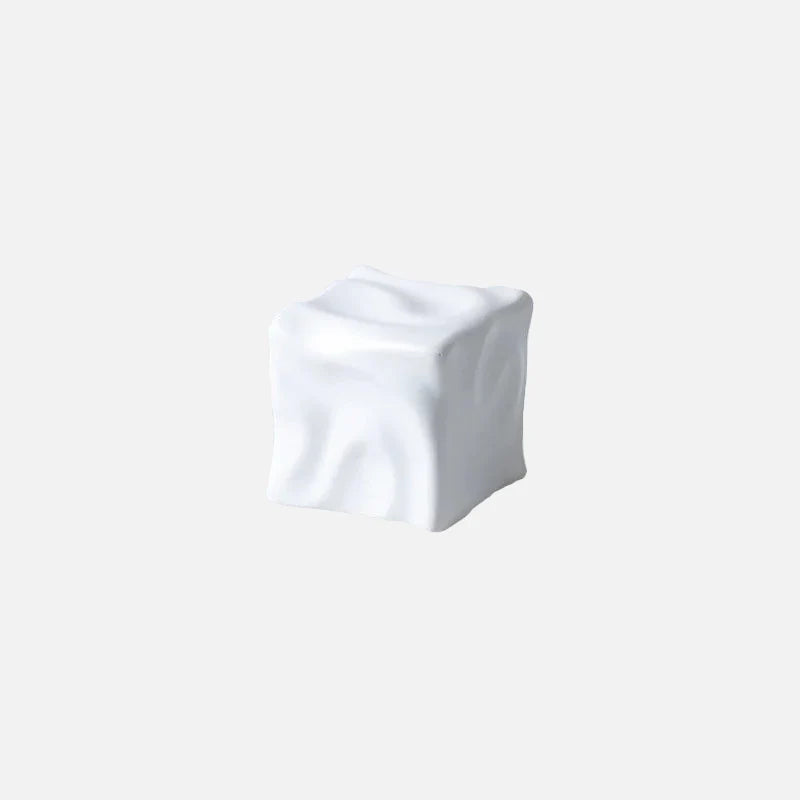 Draped Cube Ornament White Small