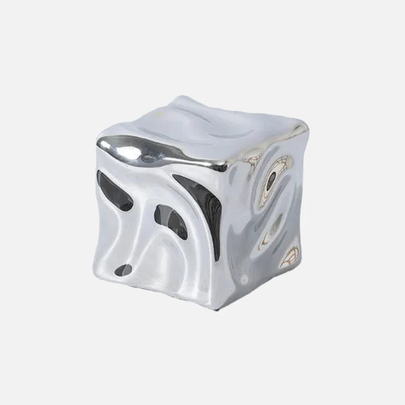 Draped Cube Ornament Silver Large