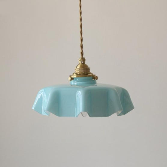 Draped Flower Retro Glass Ceiling & Pendant Light Sky Blue Pendant