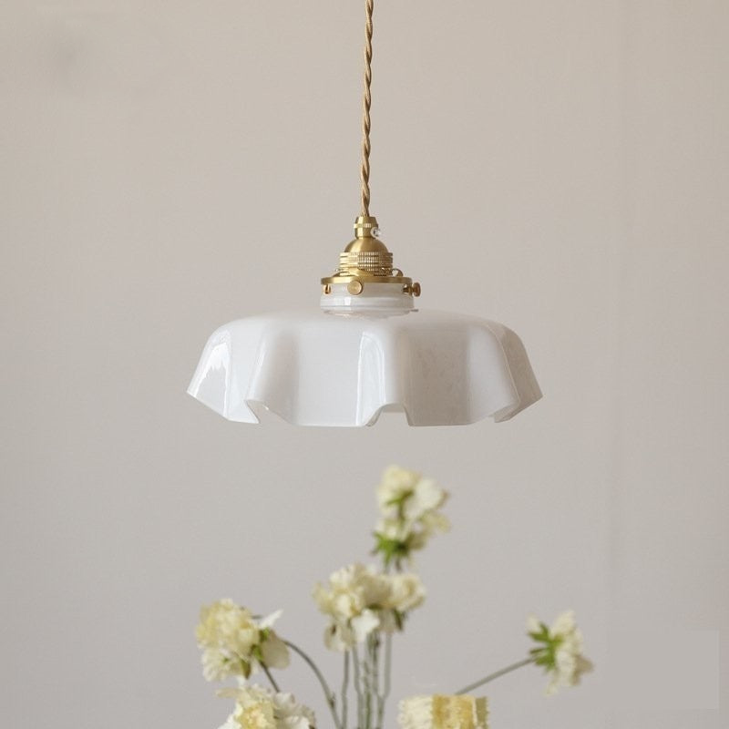 Draped Flower Retro Glass Ceiling & Pendant Light White Pendant