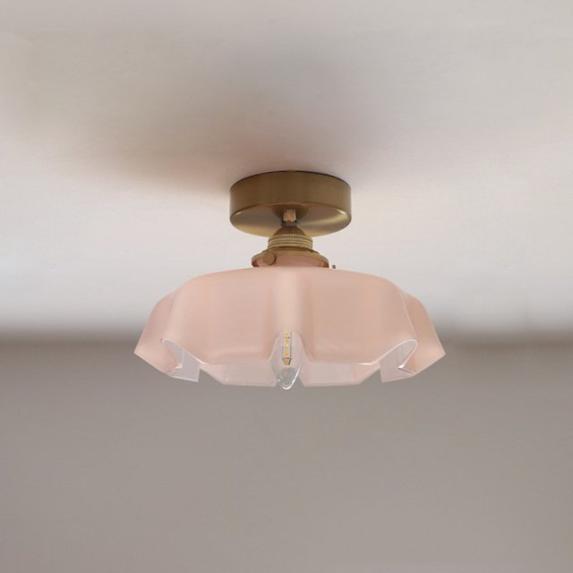 Draped Flower Retro Glass Ceiling & Pendant Light Pink Ceiling