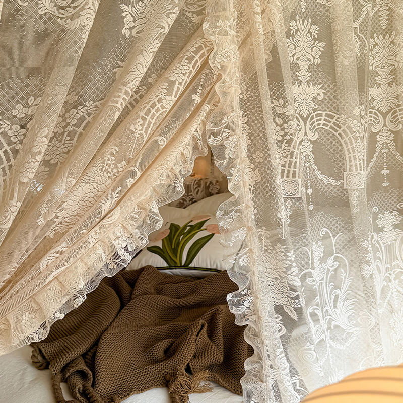 Dreamy Lace Bed Canopy – Soft Mosquito Net for Kids & Girls Rooms