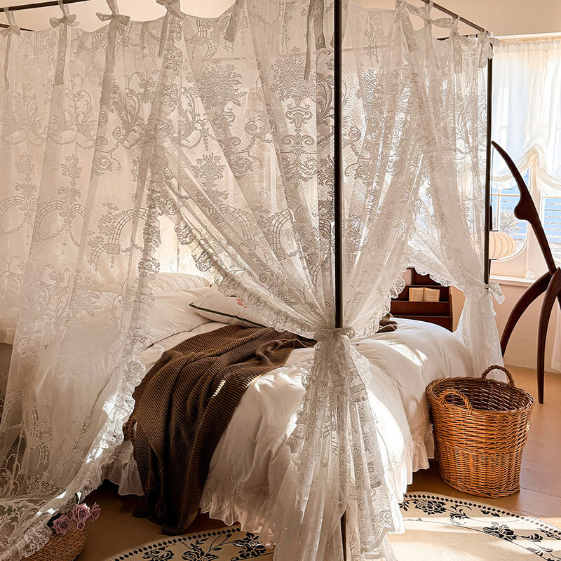 Dreamy Lace Bed Canopy – Soft Mosquito Net for Kids & Girls Rooms