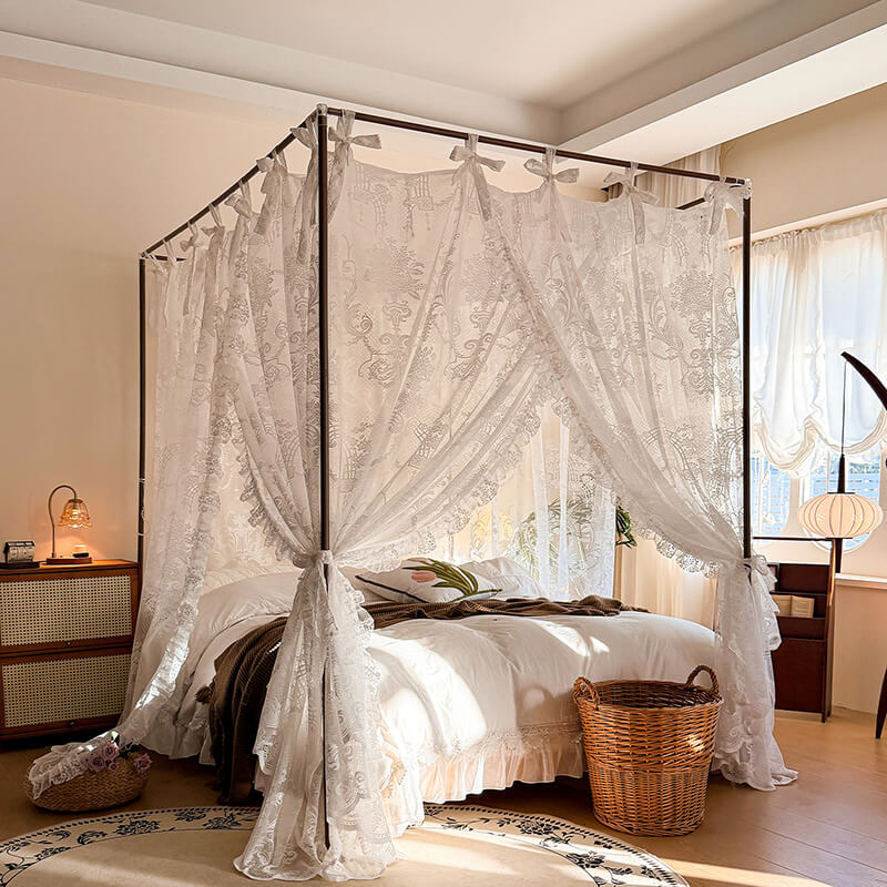Dreamy Lace Bed Canopy – Soft Mosquito Net for Kids & Girls Rooms