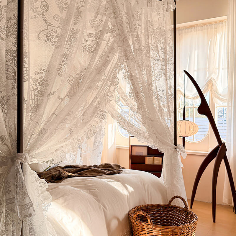 Dreamy Lace Bed Canopy – Soft Mosquito Net for Kids & Girls Rooms