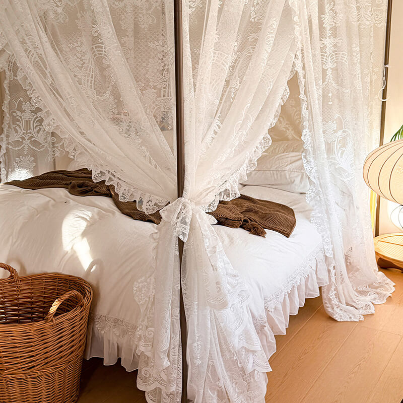 Dreamy Lace Bed Canopy – Soft Mosquito Net for Kids & Girls Rooms