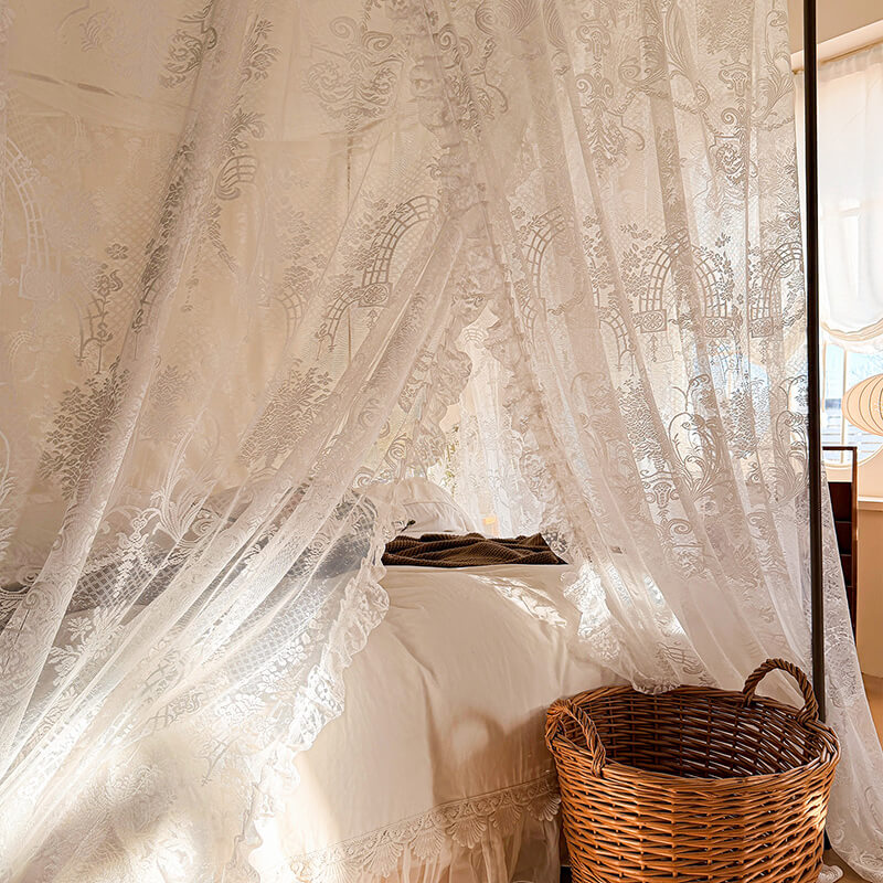 Dreamy Lace Bed Canopy – Soft Mosquito Net for Kids & Girls Rooms