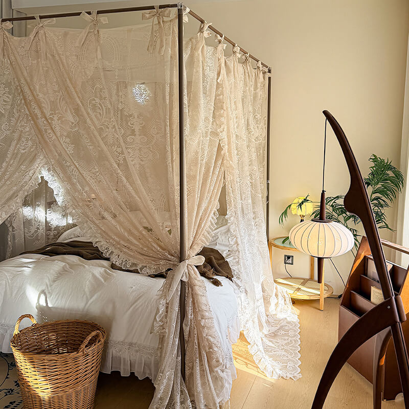 Dreamy Lace Bed Canopy – Soft Mosquito Net for Kids & Girls Rooms