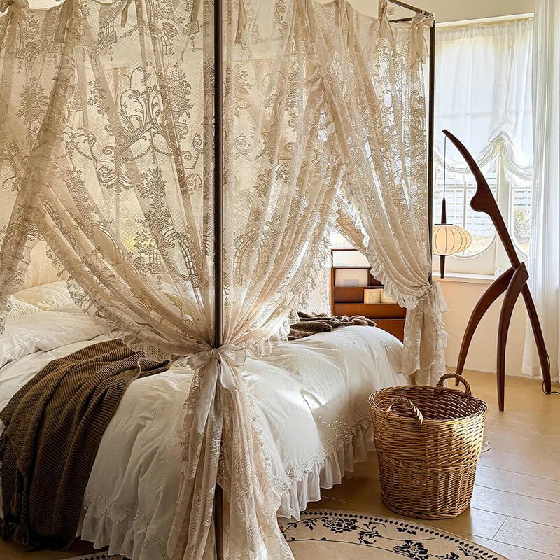 Dreamy Lace Bed Canopy – Soft Mosquito Net for Kids & Girls Rooms