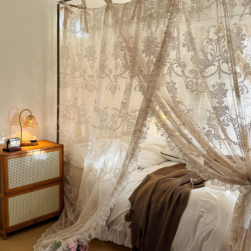 Dreamy Lace Bed Canopy – Soft Mosquito Net for Kids & Girls Rooms