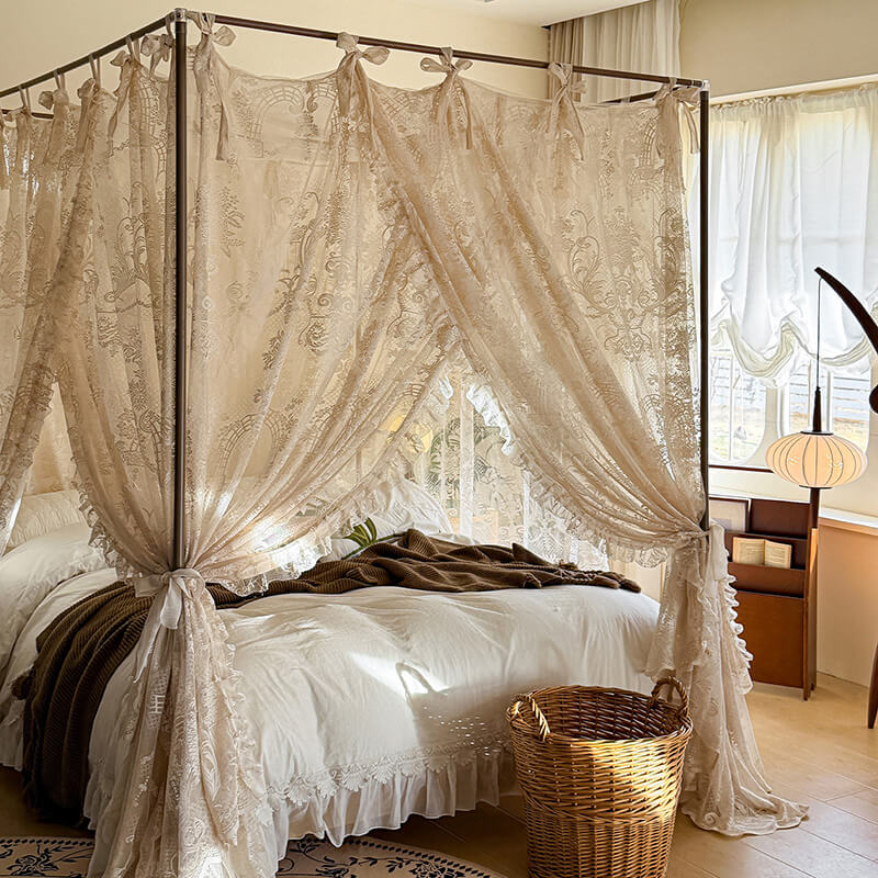 Dreamy Lace Bed Canopy – Soft Mosquito Net for Kids & Girls Rooms