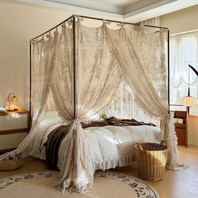 Dreamy Lace Bed Canopy – Soft Mosquito Net for Kids & Girls Rooms