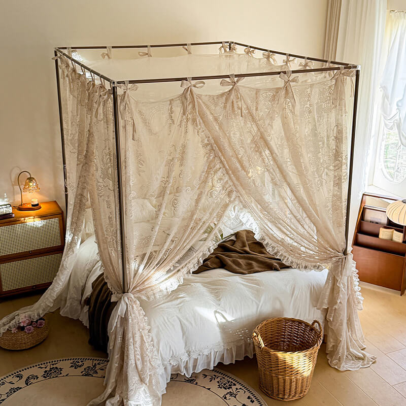 Dreamy Lace Bed Canopy – Soft Mosquito Net for Kids & Girls Rooms