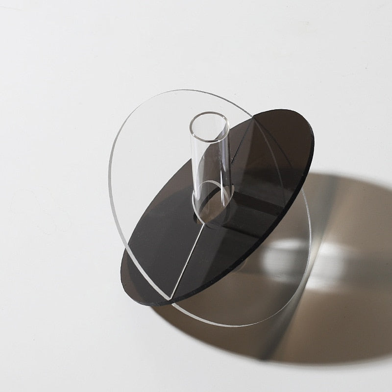 Duo Stem Acrylic Accent Vase Transparent - Black