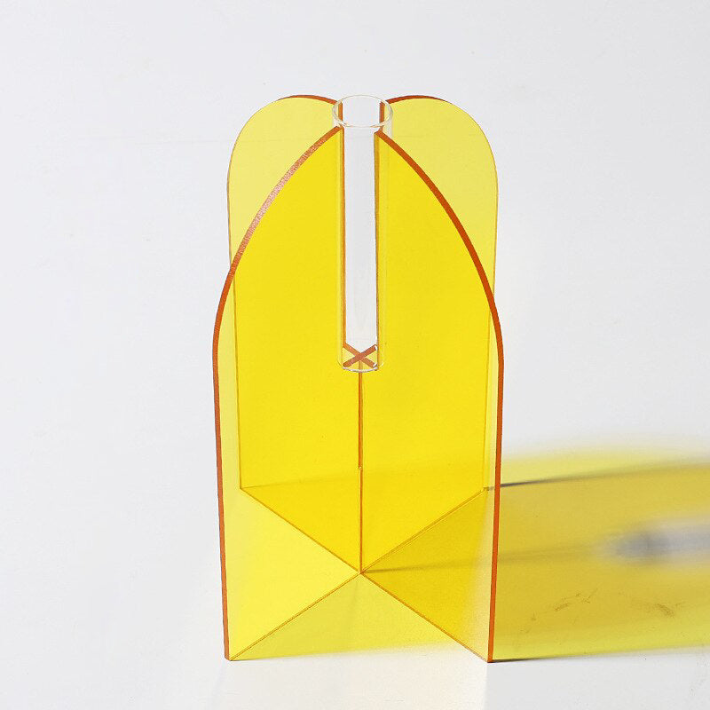 Duo Stem Acrylic Accent Vase Yellow