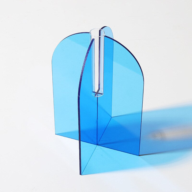 Duo Stem Acrylic Accent Vase Light Blue