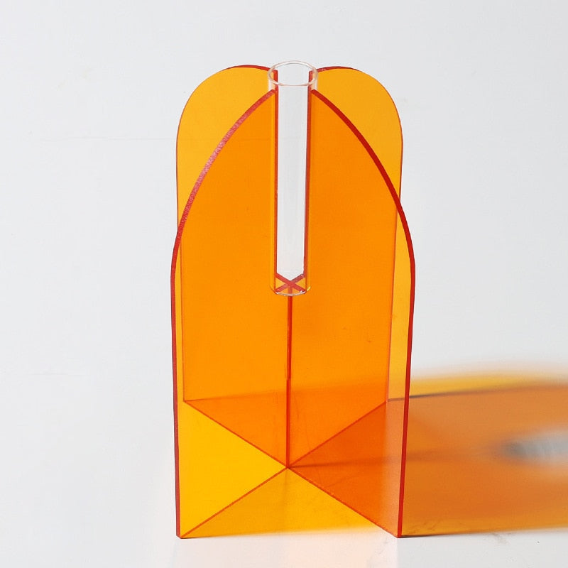 Duo Stem Acrylic Accent Vase Orange