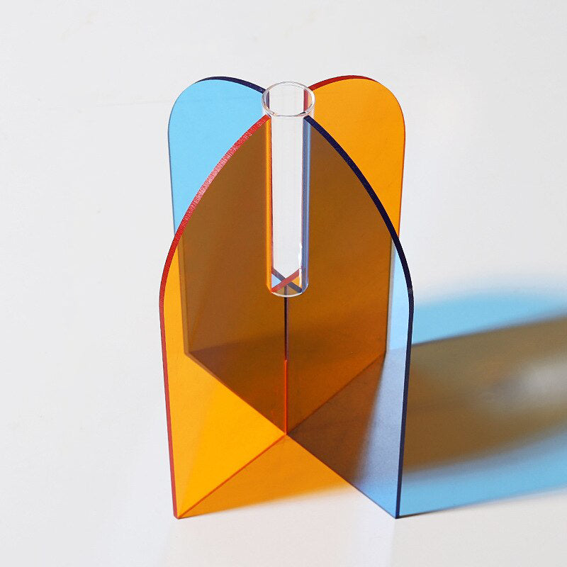 Duo Stem Acrylic Accent Vase Blue - Orange