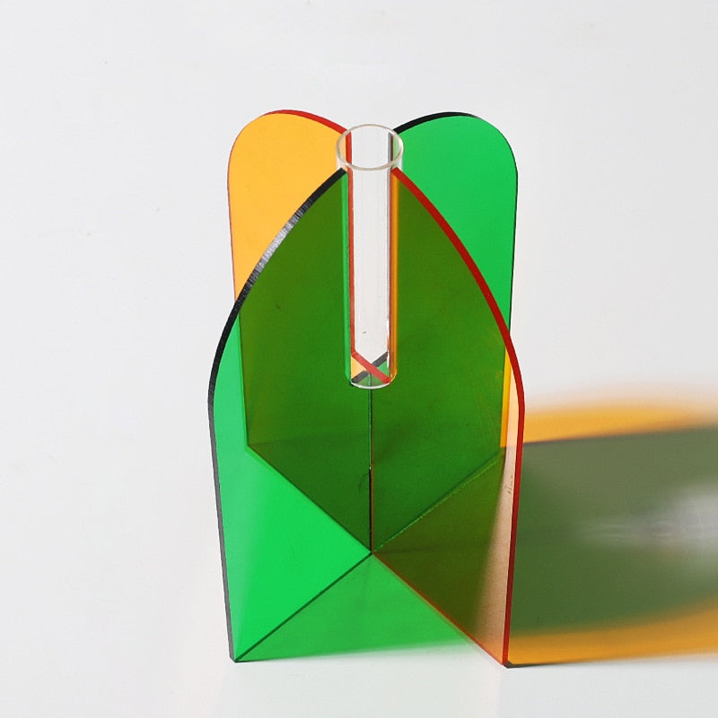 Duo Stem Acrylic Accent Vase Green - Orange