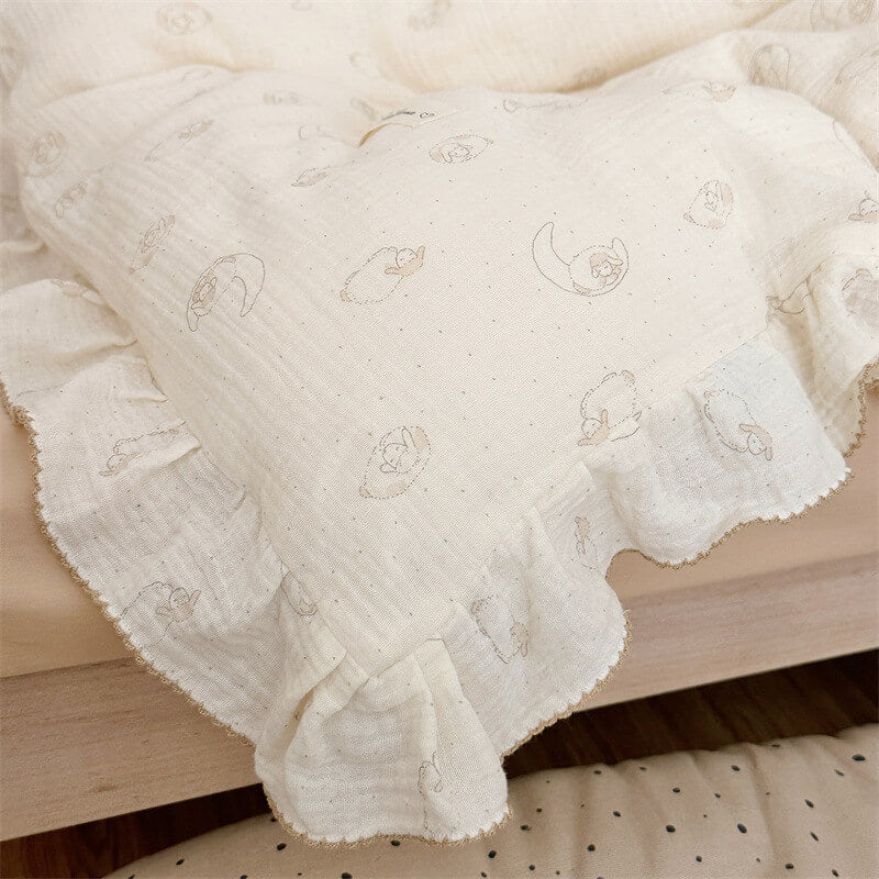 Lamb Ruffle Duvet Cover Set – Soft Cotton Muslin