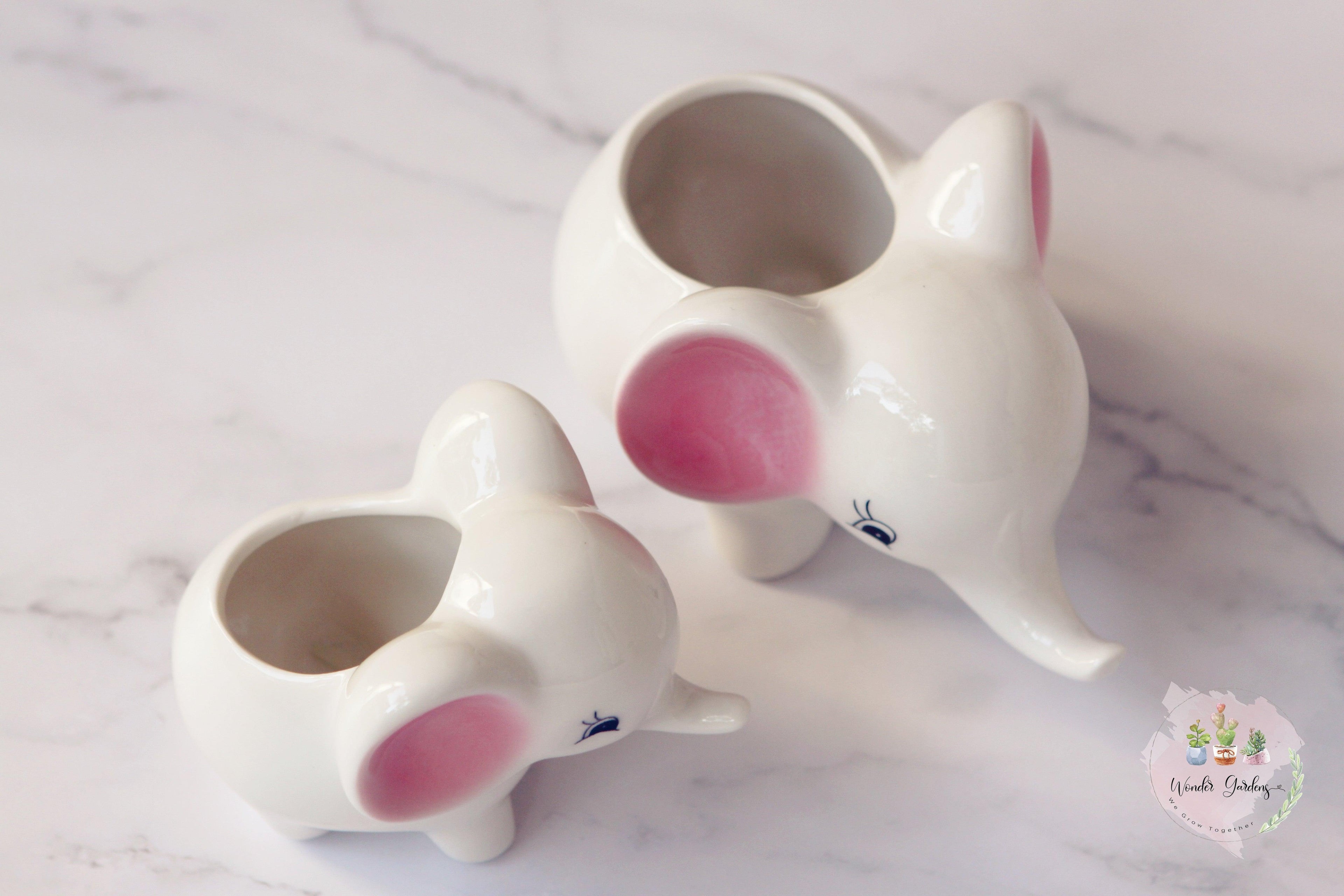 Ceramic Elephant Plant Pot small+medium(one set)