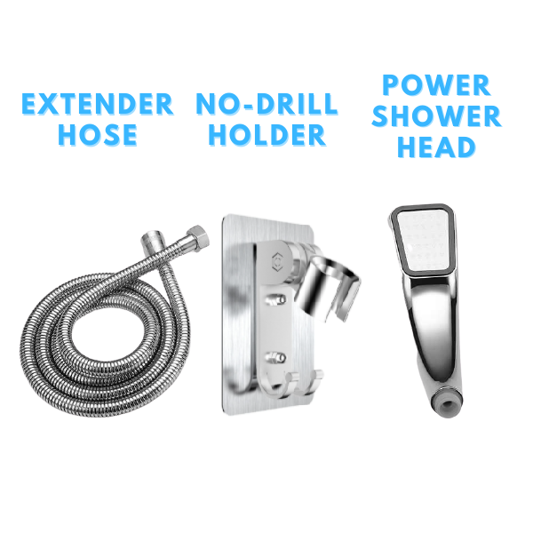 Showerly Power Shower Head Power Bundle (Shower Head + Hose + Holder)
