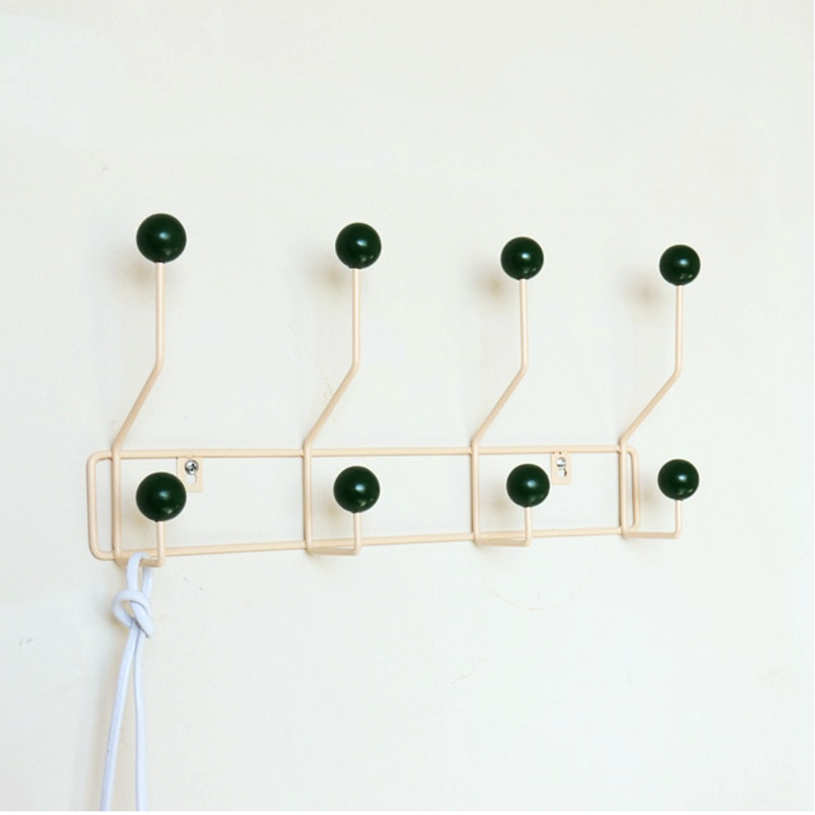 Eames Dot Metal Wall Hook Rack Green 4 Hook