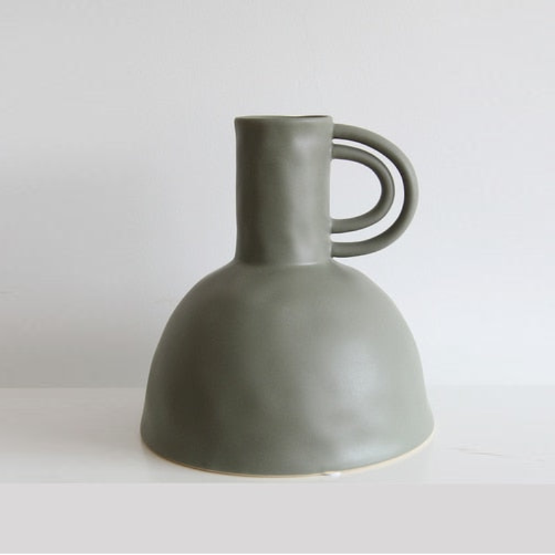 Earth Tones Handmade Ceramic Vase Dark Green