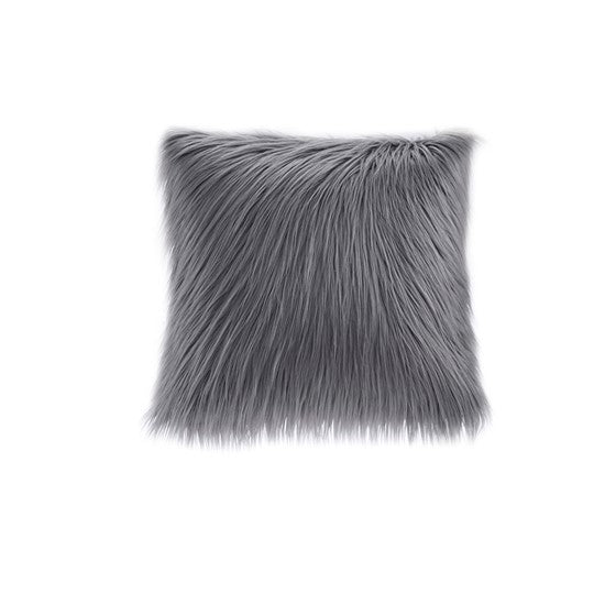 Edina Faux Fur Square Pillow 20x20" Grey
