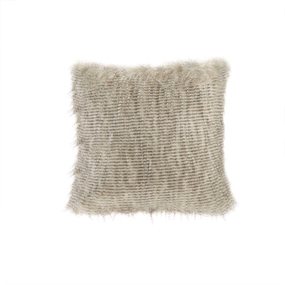 Edina Faux Fur Square Pillow 20x20" Natural