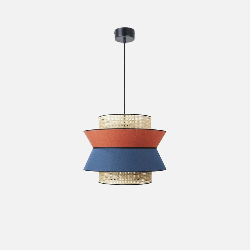 Edo Rattan Modern Pendant Lights Red Blue