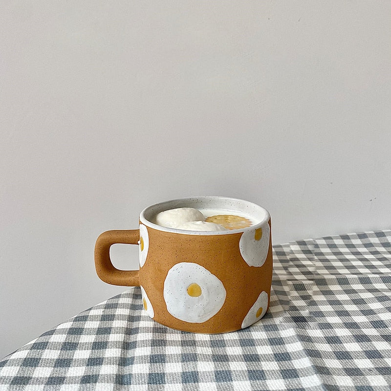 Egg Design Ceramic Coffee Mug Square Handle